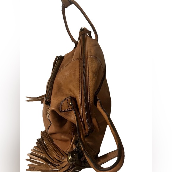 Lucky Brand Genuine Leather Crossbody Bag Women’s Tan Brown with Tassel - Picture 7 of 11